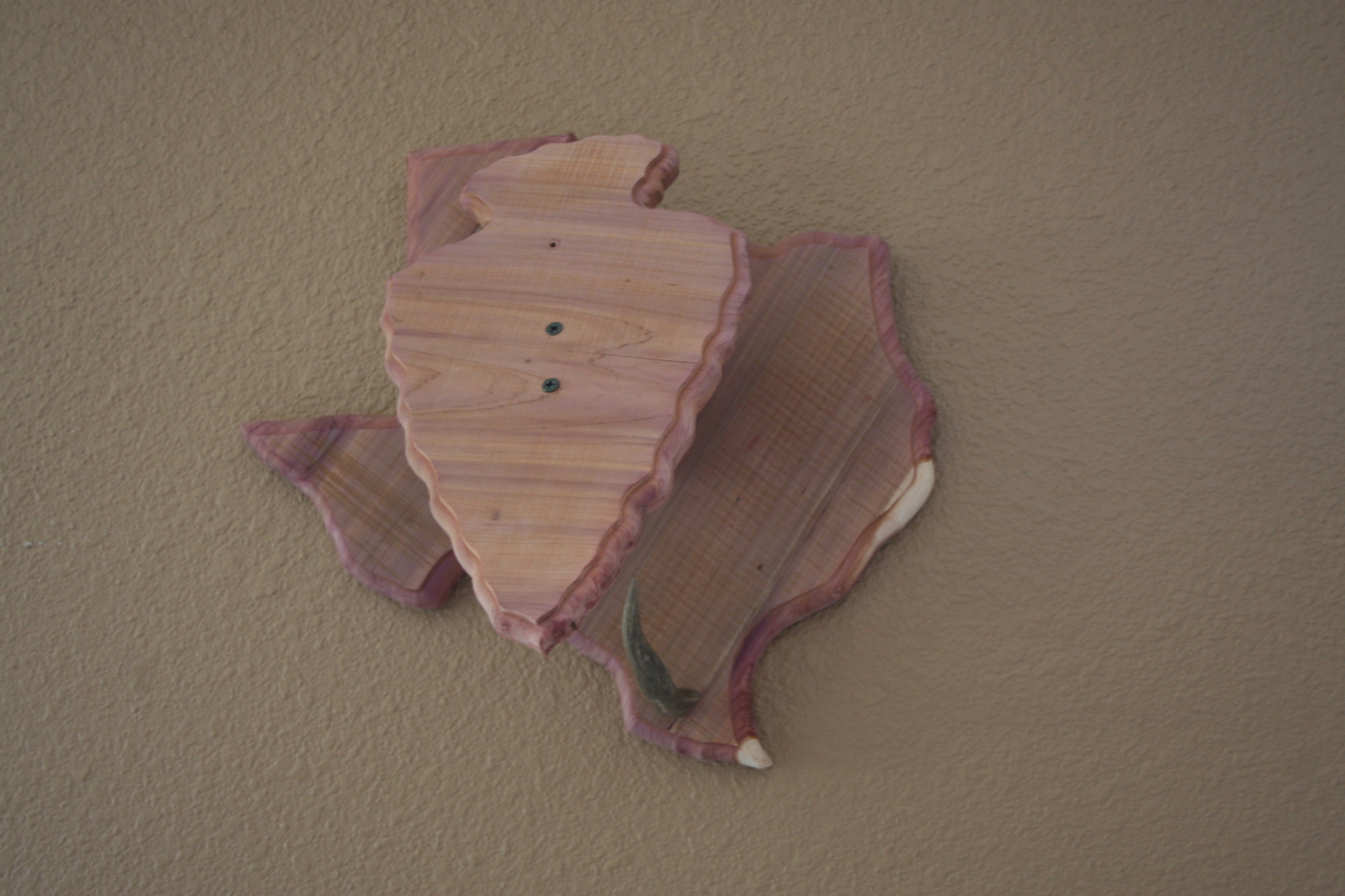 Texas arrowhead with antler coathook cedar